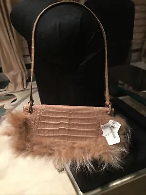 $550 • Buy $1950 Nancy Gonzalez Crocodile Fur Envelope Clutch Bag Beige, New, Neiman Tags