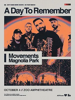 A DAY TO REMEMBER / MOVEMENTS 2022 CONCERT POSTER FOR PHOENIX Or OKLAHOMA CITY • $18.18