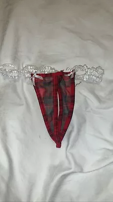 Ladies Women’s G String Crotchless Tartan • £5