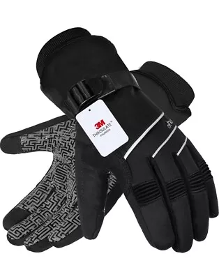 Men's Waterproof 3M Thinsulate Moreok Winter Ski Gloves Black Size M • $17.99