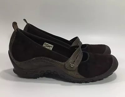 Merrell Women’s Size 7.5 Chocolate Brown Leather Plaza Bandeau Mary Janes Shoes • $24.95