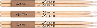 LA SPECIALS 5A Hickory Drumsticks Oval Nylon Tip Three Pairs • $25.05