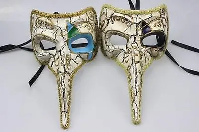 Mens Long Nose Masquerade Venetian Mardi Gras Bauta Sexy Party Mask • £12.99