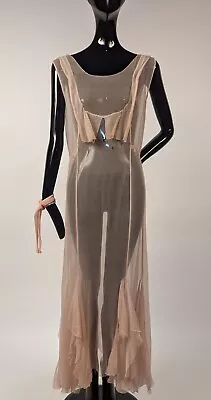 Late 1920’s Silk Chiffon Dress W Ruffled Bottom - As Acquired • $68