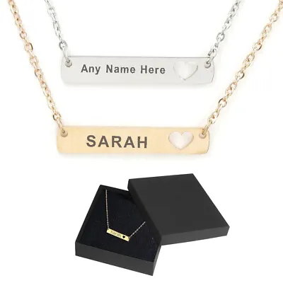 Personalised Name Necklace Custom Engraved Jewellery Gift Stainless Steel UK • £14.99