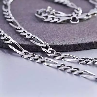 20” 5mm Vintage Italian Sterling Silver 925 Figaro Chain Necklace • $89
