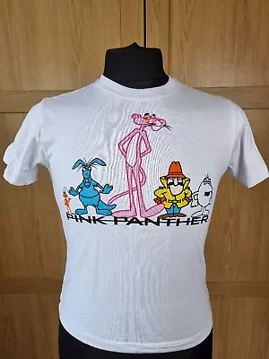 Pink Panther Short Sleeve T Shirt Men's XS White Crew Neck Jersey Top Inspector • £0.99