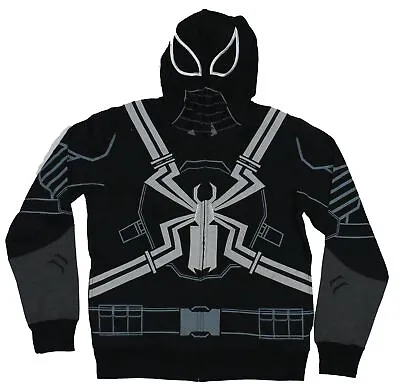 Venom (Marvel Comics) Mens Zip Up Hoodie- New Style Costume Front Image • $30.97