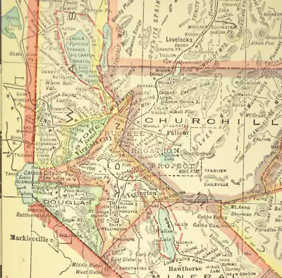 Vintage NEVADA Map Pyramid Lake Paiute Indian Reservation Walker River Antique • $19.51