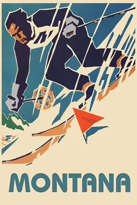 SKI Montana Big Sky Mountain Skiing Sports Vintage Poster Repro FREE S/H • $17.90