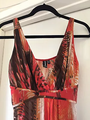 Izabel Orange Multicoloured Patterned Summer Strappy Maxi Dress Size 12 • £10