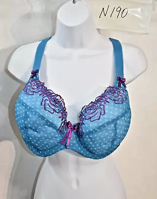 Elomi Betty Bra Size 46D Blue Polka Dot Plunge • $39.99