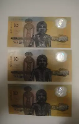 1988 Australian Bicentennial $10 Ten Dollar Banknote - AB Prefix  X 3 • $60