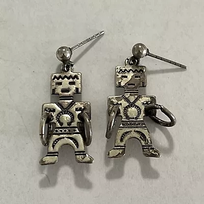 Vintage Navajo Kachina Sterling Silver Earrings—(s) • $49.99