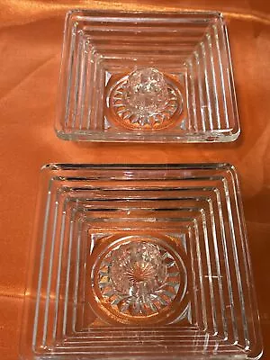 Anchor Hocking MANHATTAN Clear Ribbed Depression Glass Candle Holder 4.5” • $15