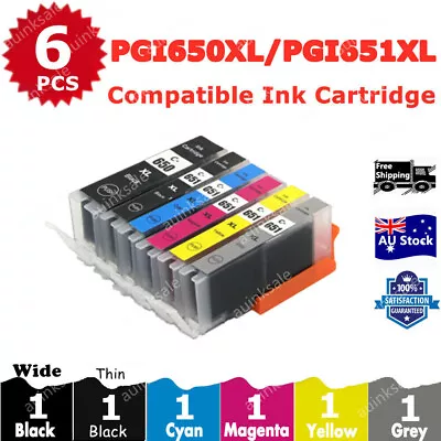 6X Compatible Ink PGI650 CLI651 XL +Gray For Canon PIXMA MG5660 MG6660 MG6330 • $8