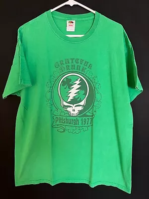 Grateful Dead Green Shamrock GD Green Size XL Steal Your Face Bar Shirt • $24.44