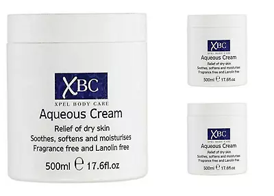 XBC Aqueous Body Cream Jar SoothesSoftens & Moisturizes Dry Skin 500 Ml / X3 • £6.86