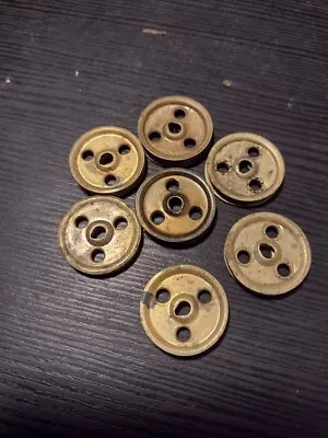 Meccano 7 Brass Older Style  1 Inch Pulleys No 22a • £4.95