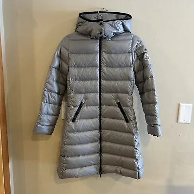 Moncler Moka Grey Down Puffer Jacket Coat Girl’s Size 12 14 • $425