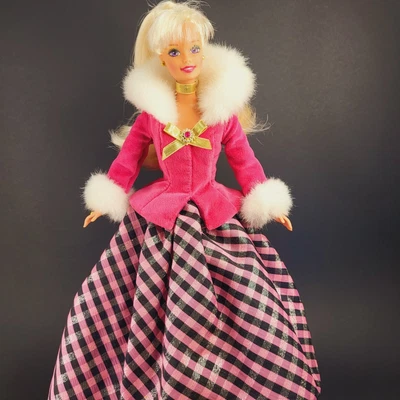 $19.99 • Buy Winter Rhapsody Barbie Doll 1996 Avon Special Ed Blonde Dressed Brush Stand 