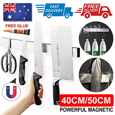 Stainless Steel Magnetic Knife Holder Rack Knives Tool Shelf Magnet 40/50cm AUS • $14.95