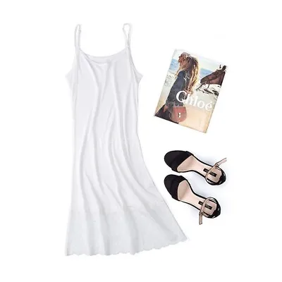 Women Lace Full Slip Under Dress Silk Short Sleeveless Nightgown Lace Cami Dress • $14.16