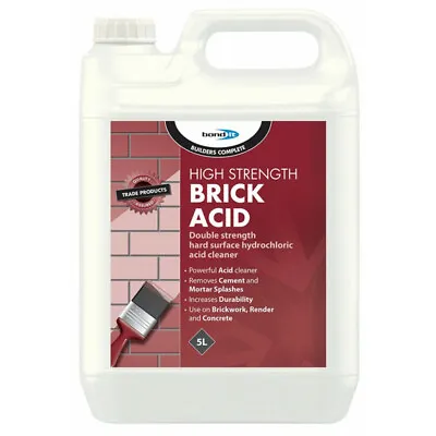 £9.99 • Buy 5 L  Bond It High Strength Brick Acid Cement Mortar Remover Patio Tile Cleaner
