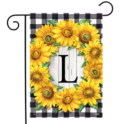 Sunflowers Monogram L Garden Flag • $9.86
