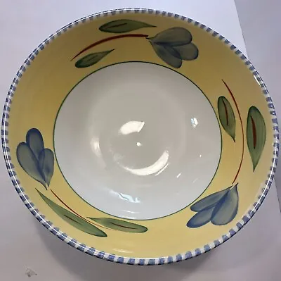 MAXAM MEDITERRANEAN Large Serving Bowl Yellow Hand Painted 12” Excellent • $25