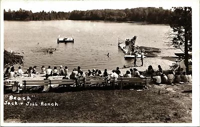 JACK & JILL RANCH BEACH Real Photo Postcard Rppc MONTAGUE MICHIGAN MI 1940s • $8.88