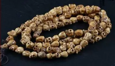Rare 108 Bead Buddhism Tibetan Yak Bone Skull Meditation Prayer Mala Necklace 9m • $29.99