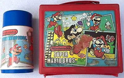 Vintage 1988 NINTENDO SUPER MARIO BROS Aladdin Lunchbox & Thermos Set • $20