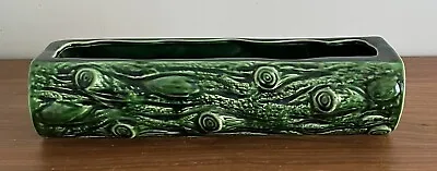 Vintage Dartmouth Pottery Log Effect Vase Planter Posy Trough Green 108 Is 31cm • £14.99
