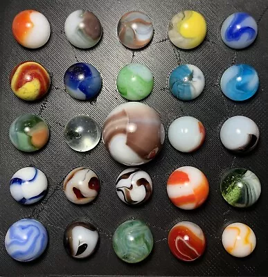 Cool Mixed Maker Marbles Lot Of 25 W/Oddity & NICE SHOOTER 👀 Combo Shipper! • $13.85