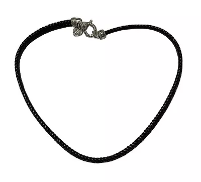 Exquisite Judith Ripka Sterling Silver Leather CZ Heart Rope Weave Necklace • $69.96