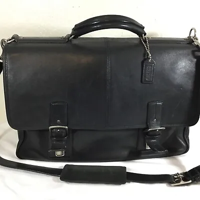 Coach Thompson Executive Black Leather Men's Laptop/Briefcase  F063-6455 • $86