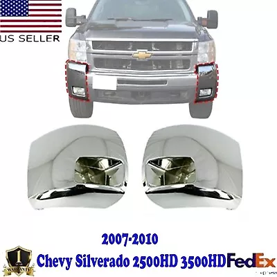 Front Bumper Chrome End Caps Plastic For 2007-10 Chevy Silverado 2500HD 3500HD. • $207.55