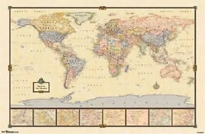 WORLD MAP POSTER Antique Style 34x22 New Free Shipping • $9.95