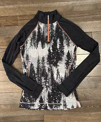 Women's SMARTWOOL Merino Wool 1/4 Zip Base Layer Pullover Tree Pattern Size M • $35