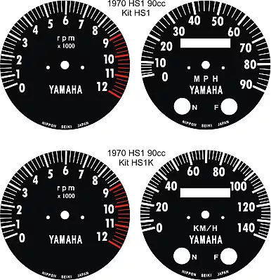 Yamaha Hs1 90 Ls2 100 Twinjet Rs125 Speedo Tacho Dial Face Gauge Overlays • $42.27