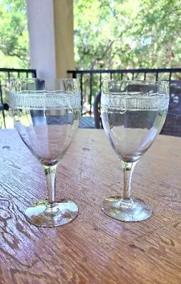 Vintage Etched Crystal Wine Goblets SET OF 2  • $30.89