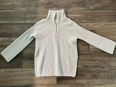 NWOT H&M Women’s Cream Ribbed Half Zip Oversized Sweater With Side Slits XS • $24.99