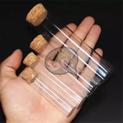 5pcs Flat Bottom Multiple Lab Glass Test Tube W/ Wood Stopper Thermostability • $10.31