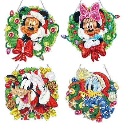 $7.39 • Buy DIY Diamond Painting Wreath Mickey Massie Hanging Pendant Christmas Home Decor