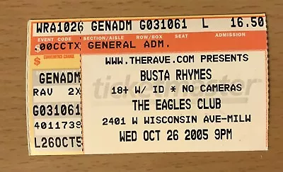 2005 Busta Ryhmes Milwaukee Concert Ticket Stub The Coming Dangerous • $4.99