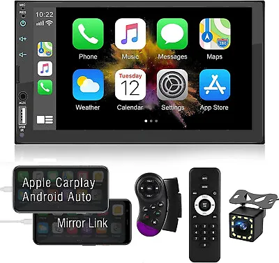 7  Car Radio Apple/Andriod Carplay BT Car Stereo Touch Screen Double 2Din+Camera • $59.99