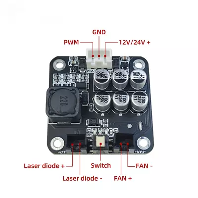 40W 12/24V Laser Module Driver With TTL For Laser Head Wood Cutting Engraving • £10.79