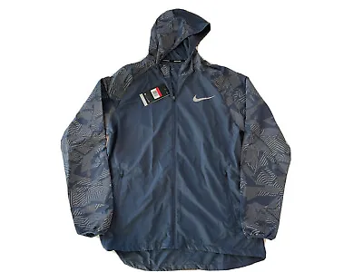 Nike Sz Large Men's Running Flash Reflective Jacket Blue 858151-471 NEW 2016 • $222.62