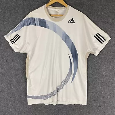 $19.95 • Buy Adidas Shirt Mens Large White Grey Tennis Racquet Clima365 Sports Adult